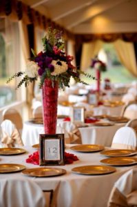 wedding reception ideas waterfront tabletop flowers framed catering menus